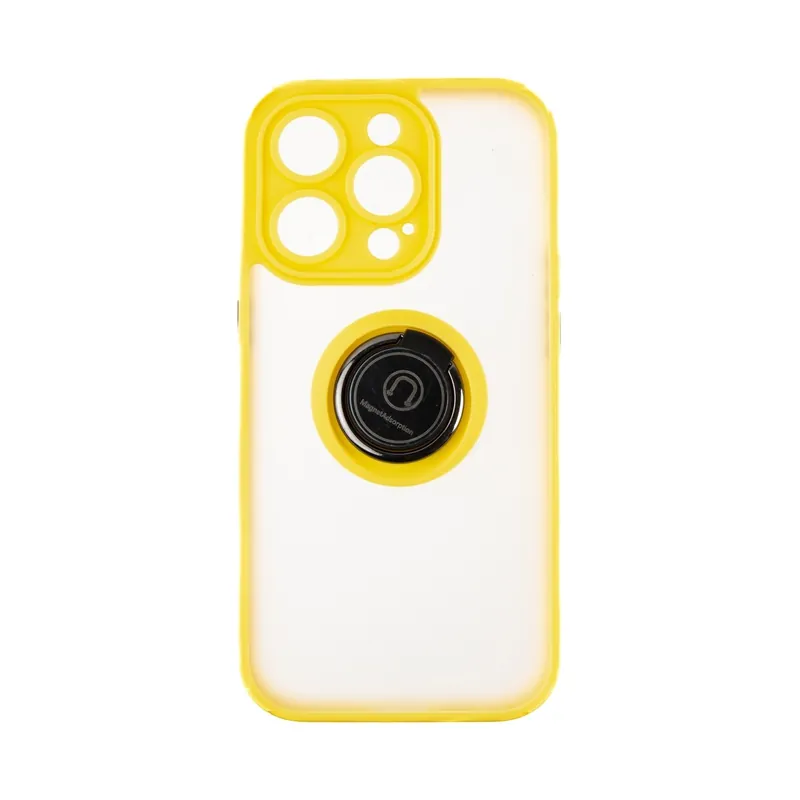 Capac Protectie Spate Colectia Soft Shape With Ring Pentru iPhone 14 Pro - Galben Noutate