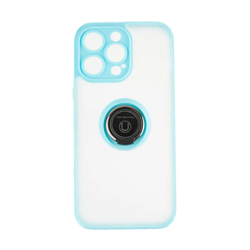 Capac Protectie Spate Colectia Soft Shape With Ring Pentru iPhone 14 Pro Max - Albastru Deschis Preț mic