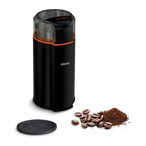 Krups GX3328 Rasnita electrica de cafea si condimente Silent Vortex | Rasnita 3 in 1 pentru boabe de cafea, condimente, ierburi | super silentios | Se poate folosi in masina de spalat vase | Bol de macinat detasabil + capac | Negru Cumpărături sigure