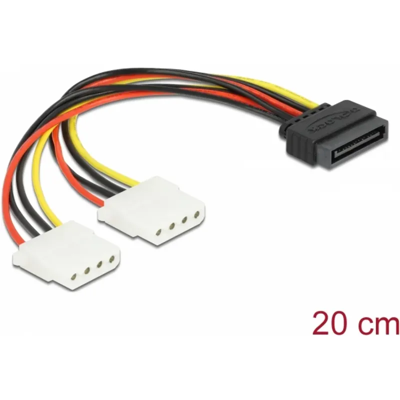 Comandă acum DELOCK SATA - 2x Molex 4pin Convertor Negru 20cm 65159