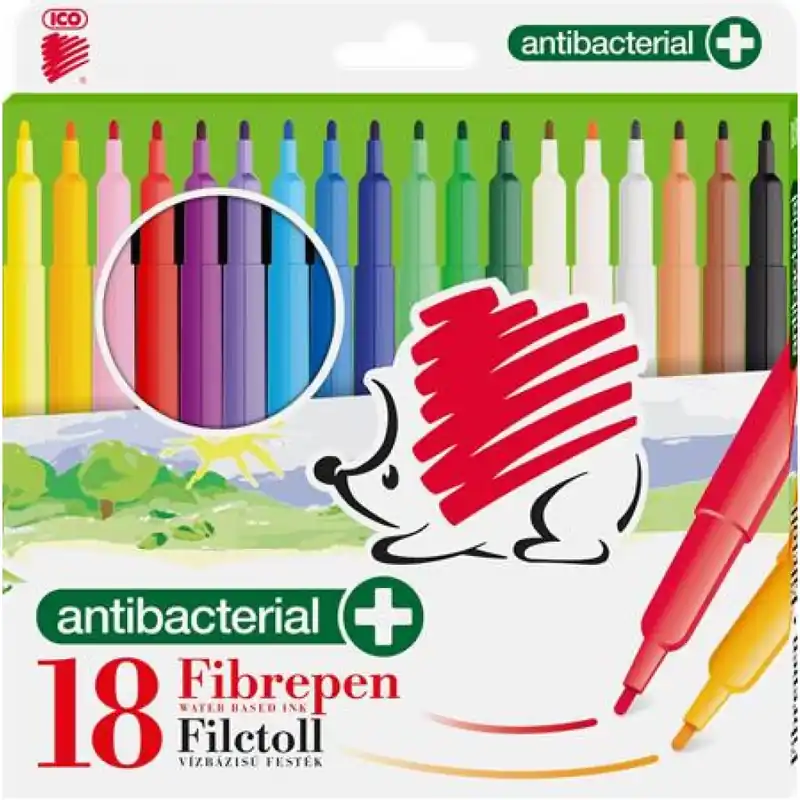 ICO arici 300 antibacterian marker set 18 diferit culoare Preț promoțional